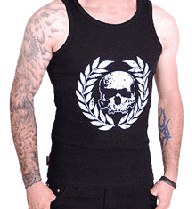 WHITE PRINT LAUREL SKULL